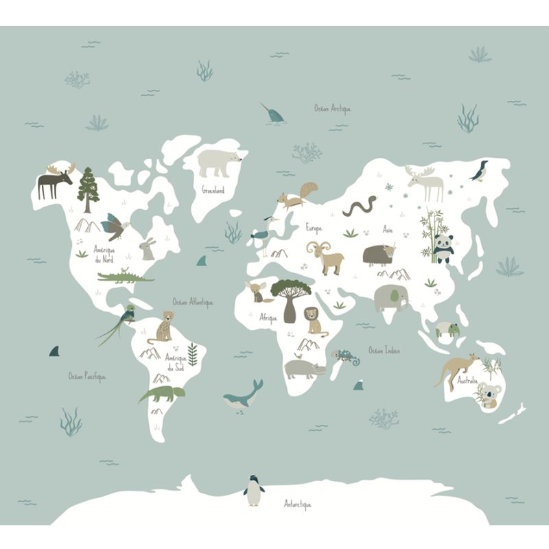 Papier peint panoramique XL ANIMALS ON THE PLANET X E. RIVASSOUX 300 x 270 cm