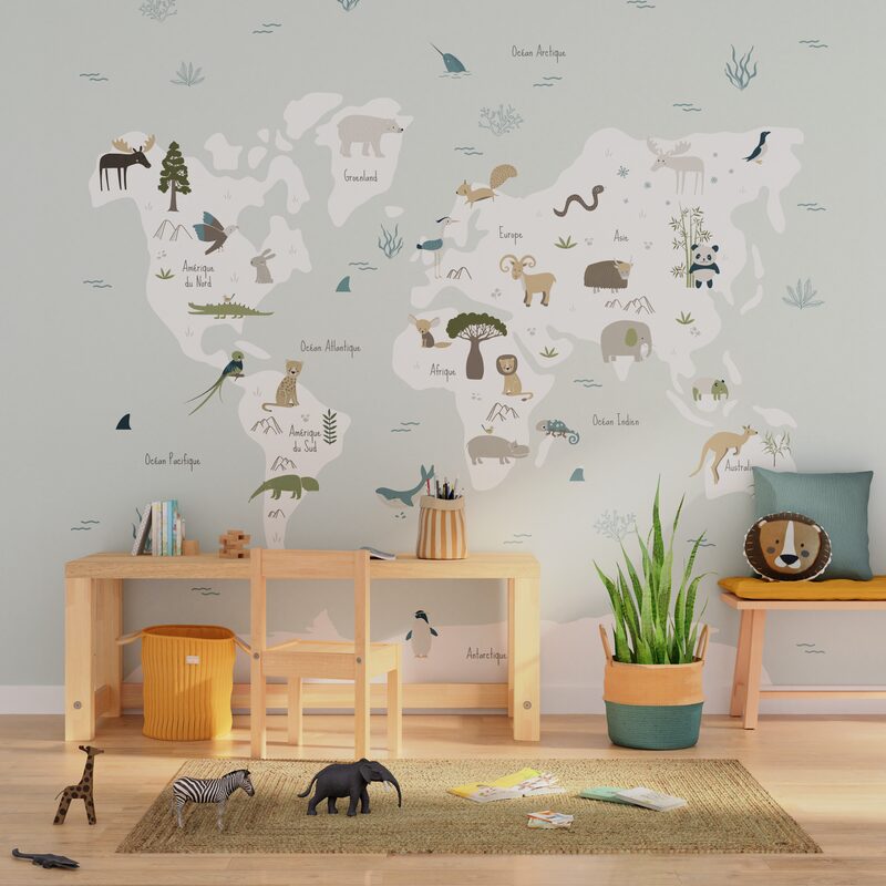 Papier peint panoramique XL ANIMALS ON THE PLANET X E. RIVASSOUX 300 x 270 cm