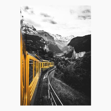 Tableau en verre YELLOW TRAIN coloris noir et jaune