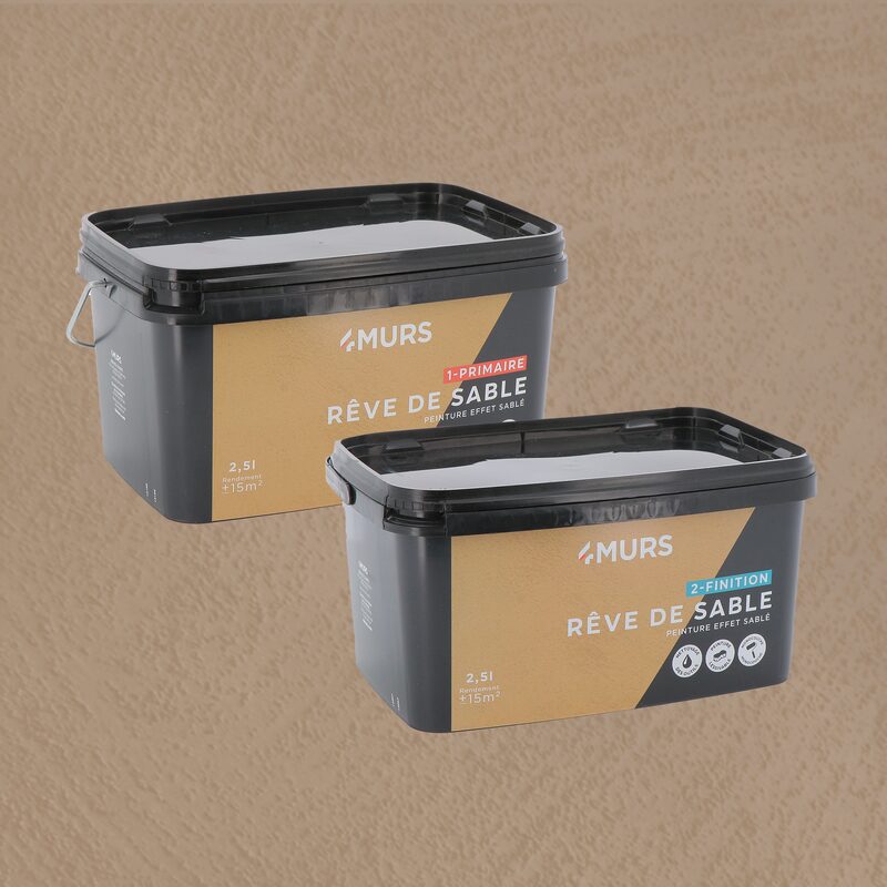 Peinture RÊVE DE SABLE Acrylique cappuccino Mat 2,5 L Rêve de sable + Primaire blanc Mat 2,5 L