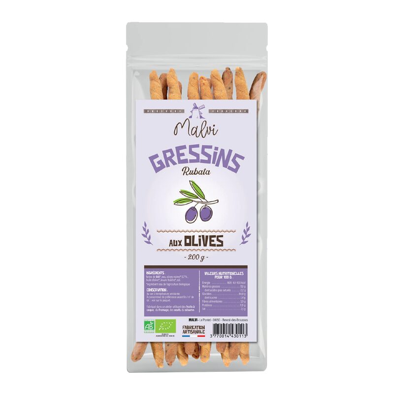 Biscuits apéritifs GRESSINS OLIVE BIO