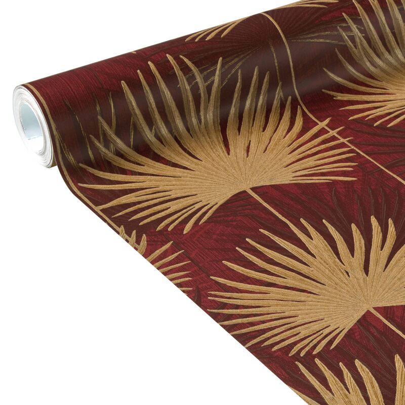 Papier peint intissé PALMERA coloris lie de vin