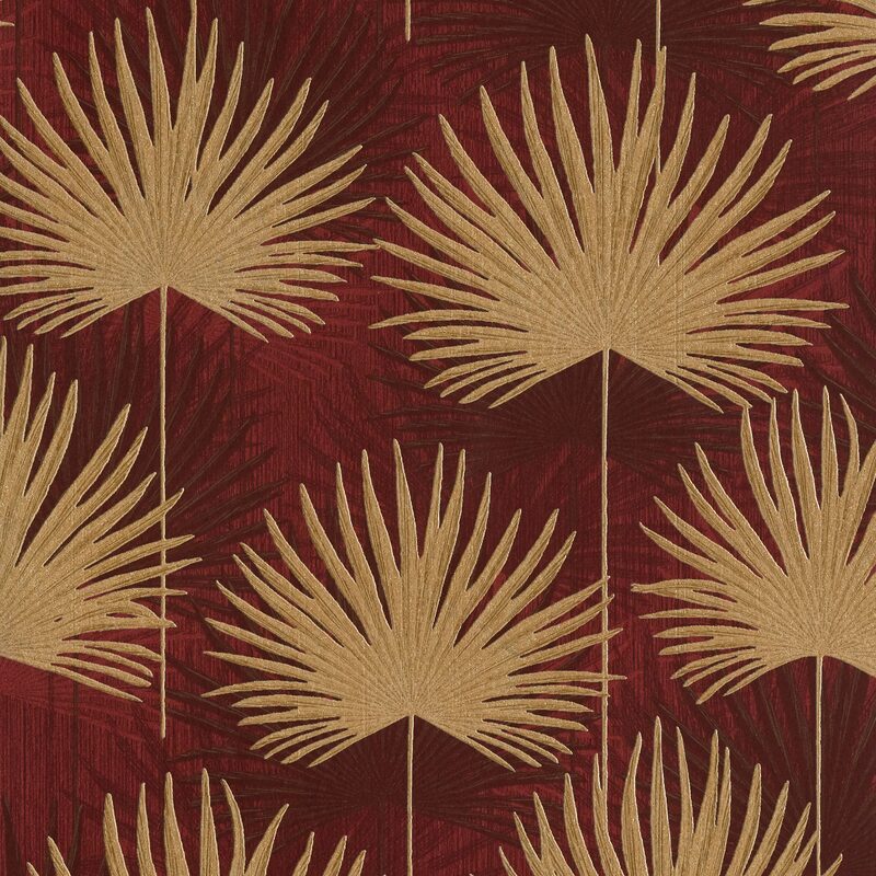 Papier peint intissé PALMERA coloris lie de vin