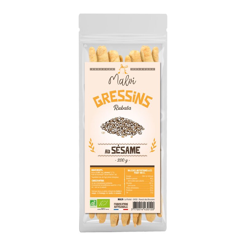 Biscuits apéritifs GRESSINS SESAME BIO