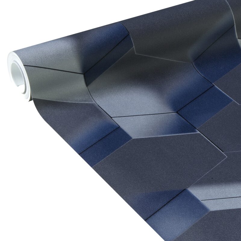 Papier peint intissé TRILOGY coloris bleu métallisé