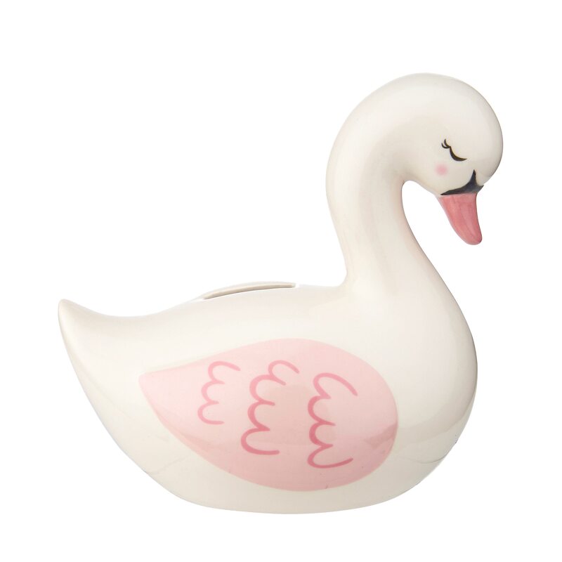 Tirelire CYGNUS coloris blanc et rose