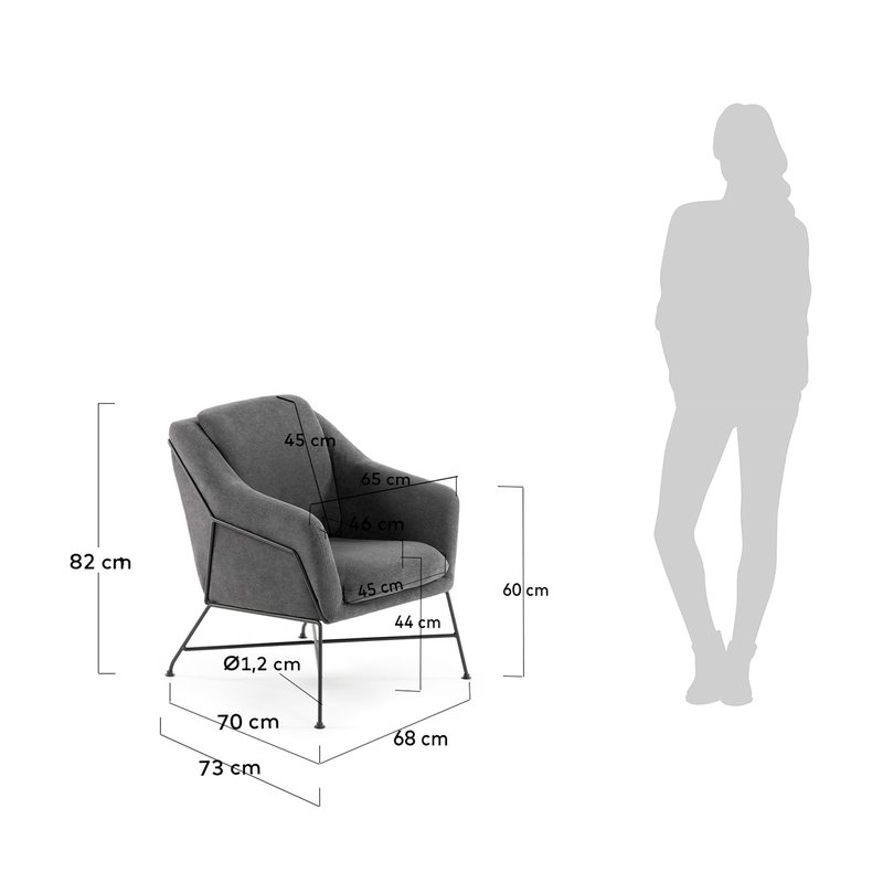 Fauteuil BRIDA coloris gris moyen