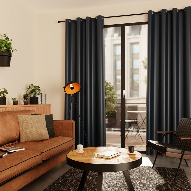 Rideau 100% occultant MANN coloris jean 140 x 260 cm