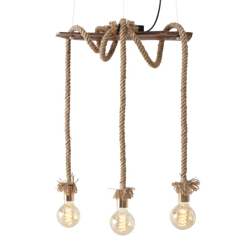 Suspension TOKO coloris bois et corde 50 x 50 cm