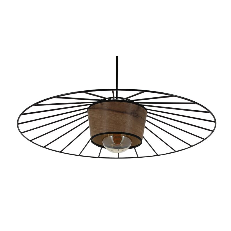 Suspension TYSON coloris noir et bois foncé 12 x 58 cm
