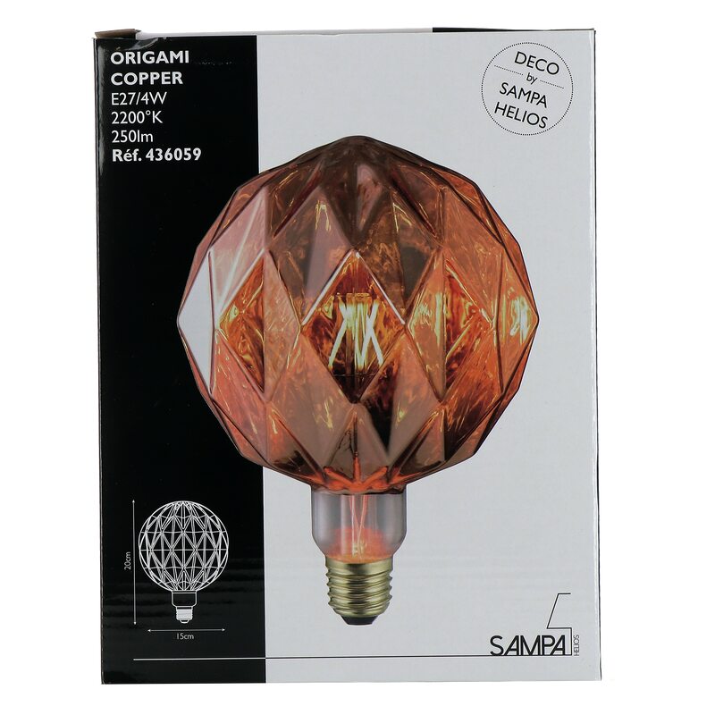 Ampoule LED ORIGAMI COPPER E27 25W coloris cuivre 20 x 15 cm