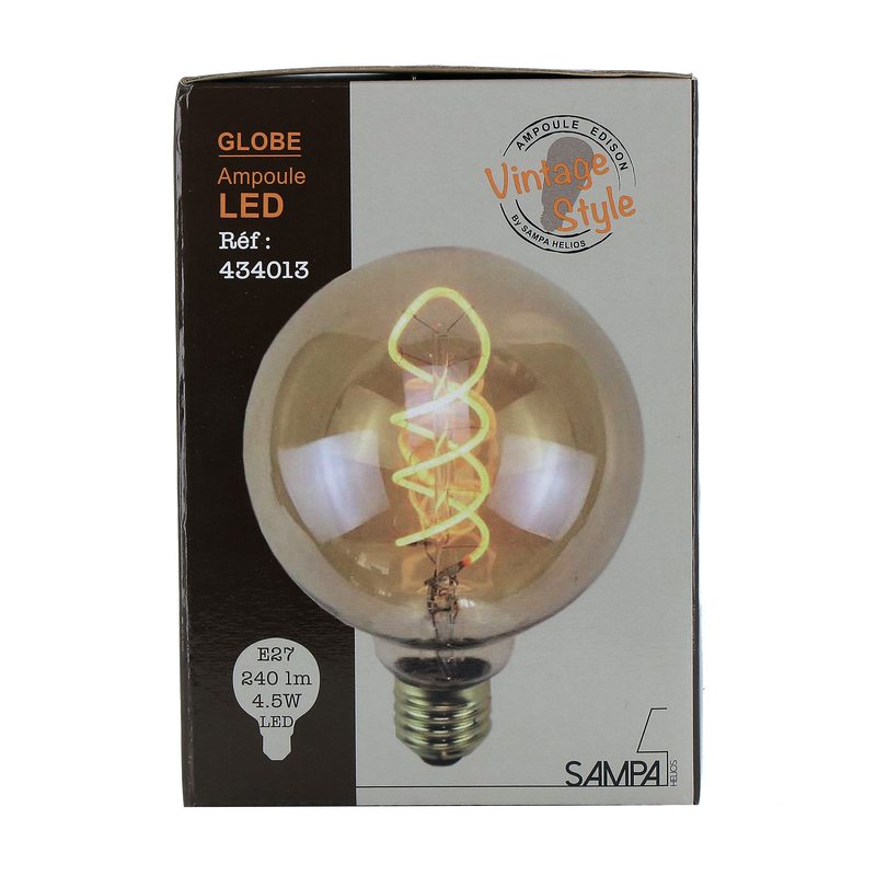 Ampoule LED GLOBE AMBRE FILAMENT 25W E27 95 mm coloris jaune 14 x 9,5 cm
