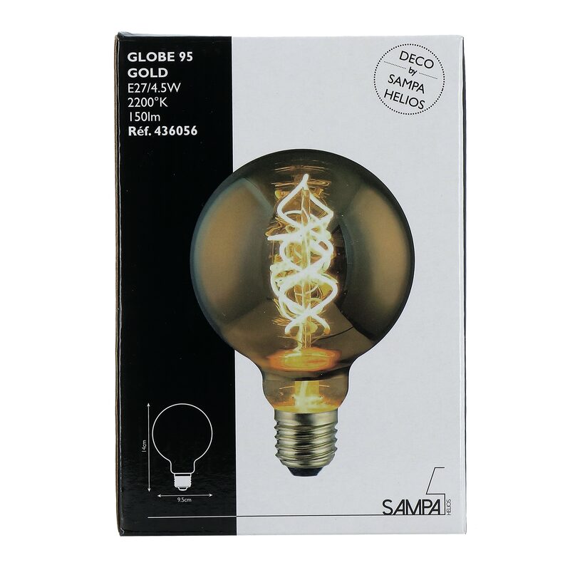 Ampoule LED GLOBE G95 GOLD E27 15W 1800K coloris or  14 x 9,5 cm