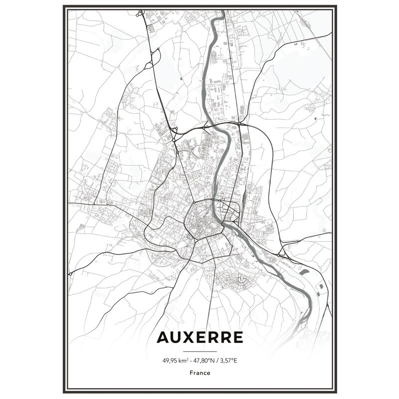 Image encadrée MAP AUXERRE 50 x 70 cm