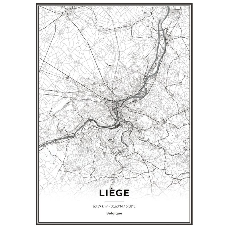 Image encadrée MAP LIEGE 50 x 70 cm