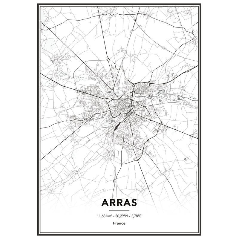 Image encadrée MAP ARRAS 50 x 70 cm