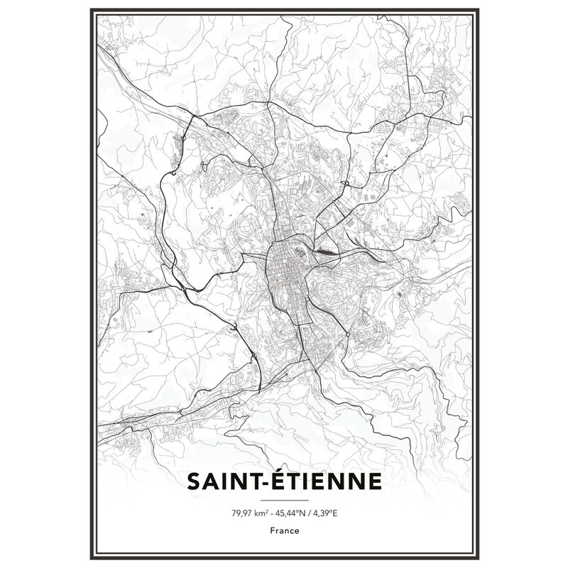 Image encadrée MAP ST ETIENNE 50 x 70 cm