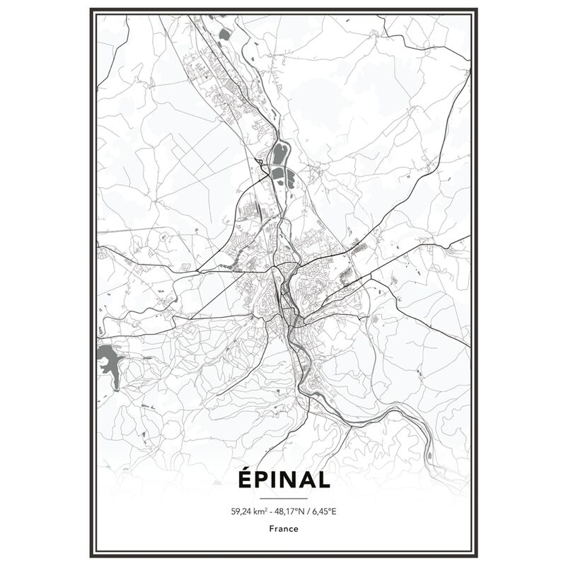 Image encadrée MAP EPINAL 50 x 70 cm