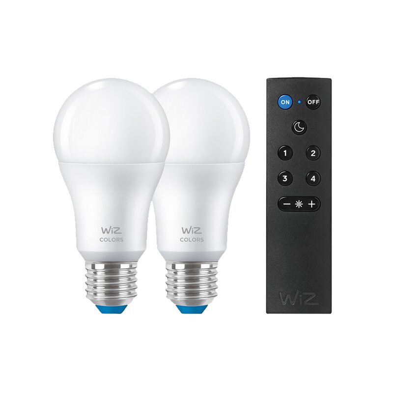 Ampoule WIZ STARTERKIT 2 STANDARD E27 COLOR 60W + REMOTE 3PF/6 coloris blanc