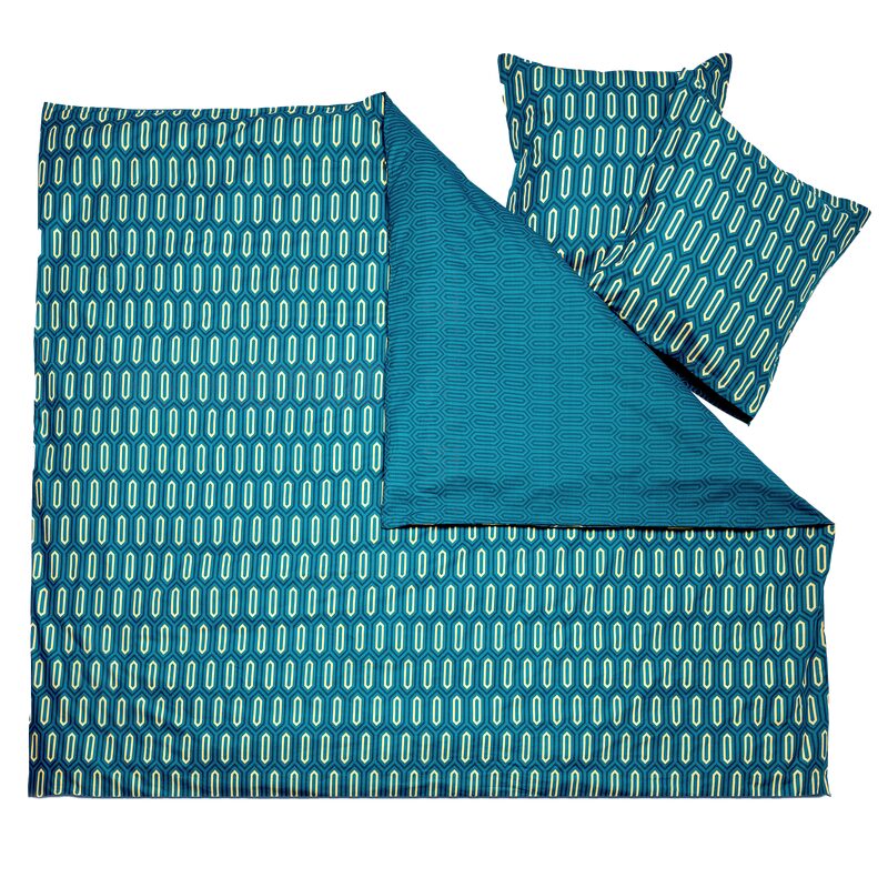 Parure de lit en percale de coton PAST coloris vert émeraude 260 x 240 cm