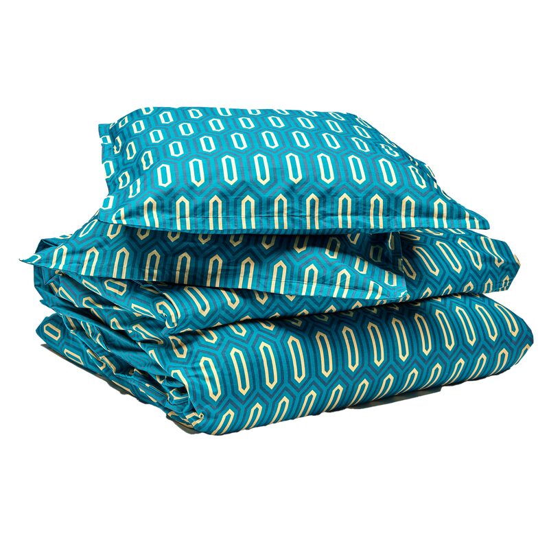 Parure de lit en percale de coton PAST coloris vert émeraude 260 x 240 cm