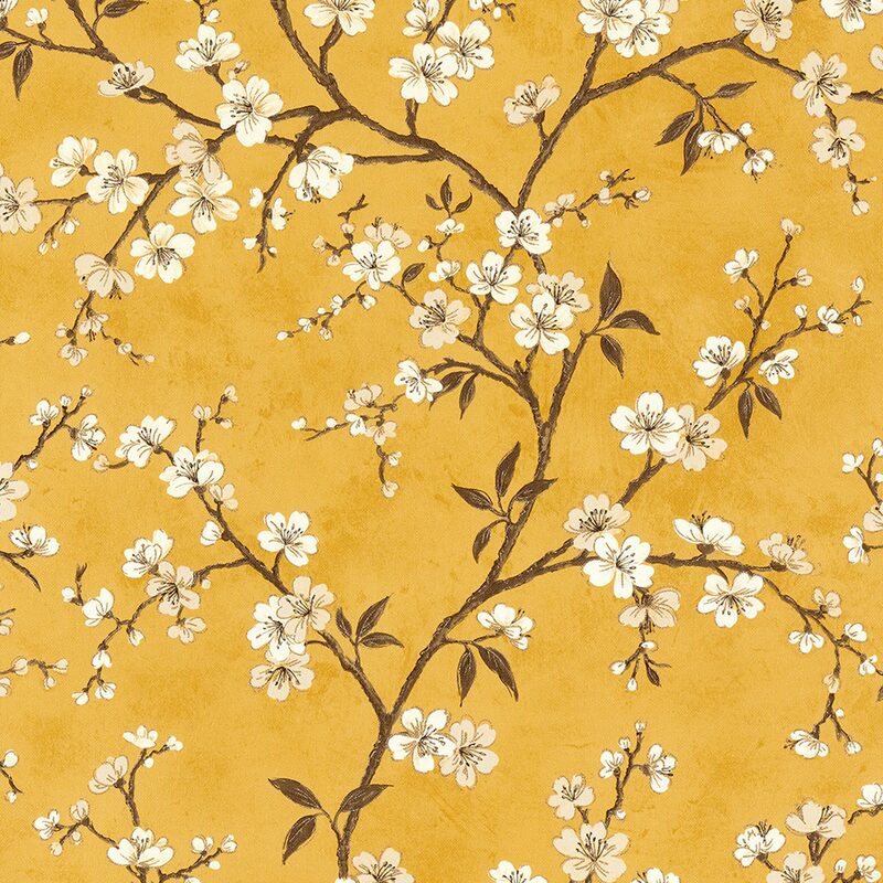 Papier peint intissé FLORENTINE BLOSSOM coloris safran