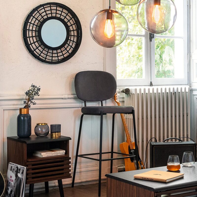 Tabouret de bar ROSIE coloris gris foncé