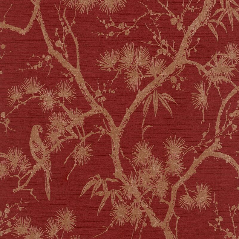 Papier peint intissé TOKYO TREE X METROPOLITAN STORIES coloris rouge bordeaux