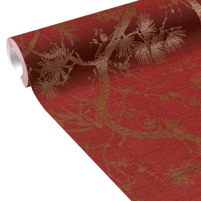 Papier peint intissé TOKYO TREE X METROPOLITAN STORIES coloris rouge bordeaux