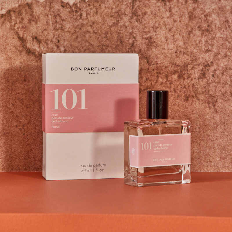 Parfum 101 rose, pois de senteur, cèdre blanc