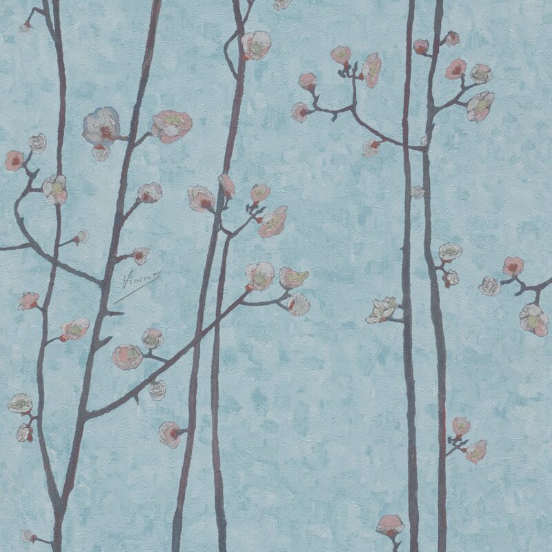 Papier peint intissé VAN GOGH PLUM BLOSSOM coloris bleu