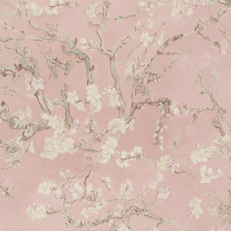 Papier peint intissé VAN GOGH ALMOND BLOSSOM coloris rose moyen