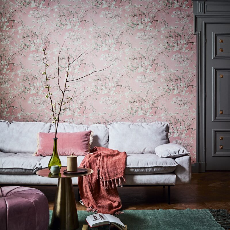 Papier peint intissé VAN GOGH ALMOND BLOSSOM coloris rose moyen