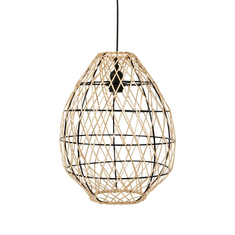 Suspension KEJI coloris bois clair et noir 42 x 32 cm