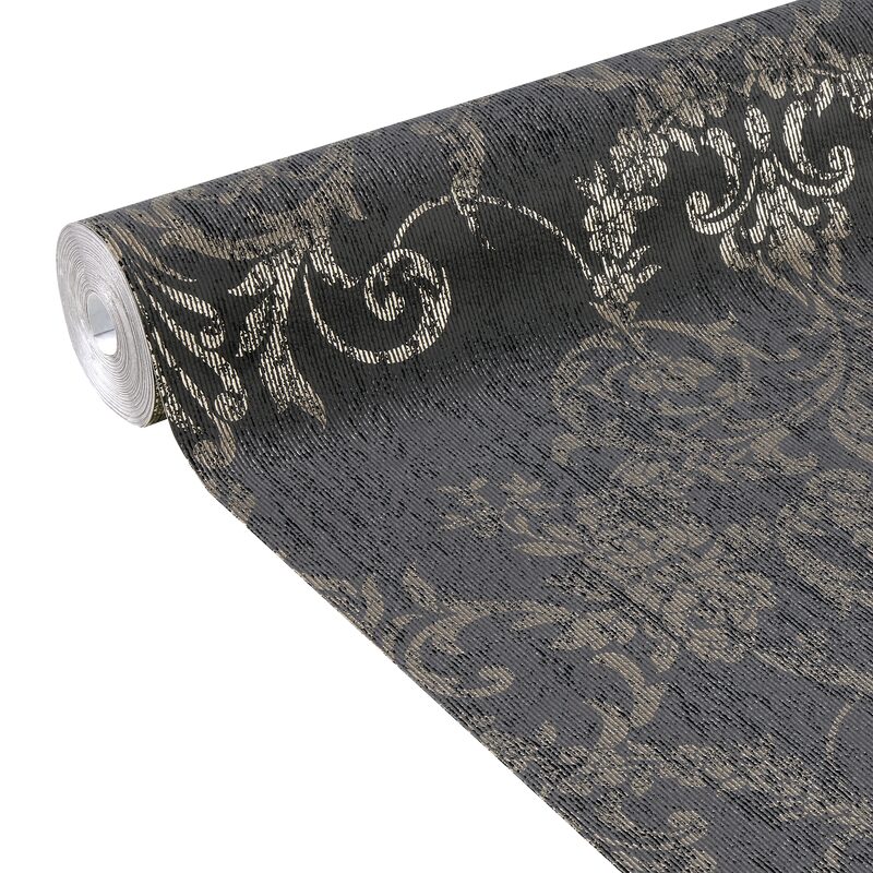 Papier peint intissé YORK DAMASK coloris noir