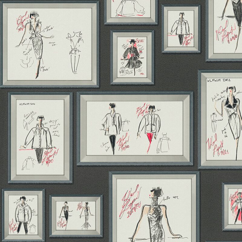 Papier peint intissé KARL LAGERFELD SKETCH coloris noir