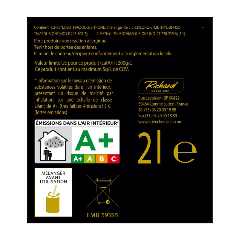 Peinture METAL Acrylique or fin Satiné 2 L