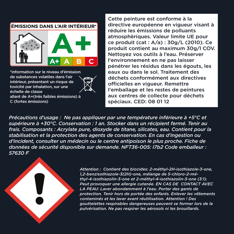 Peinture MURS ET PLAFONDS EXTRA BLANC Acrylique blanc Mat 5 L