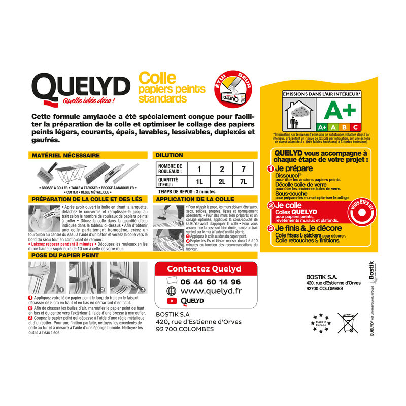 Colle papier peint standard Quelyd 0,25 Kg