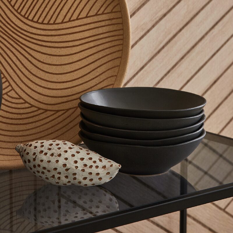 Assiette creuse HEDVIG GRA coloris gris anthracite