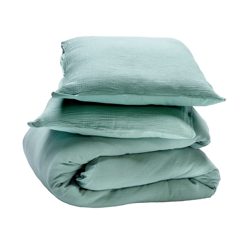 Parure de lit en gaze de coton ANOKIAS coloris amande 240 x 260 cm