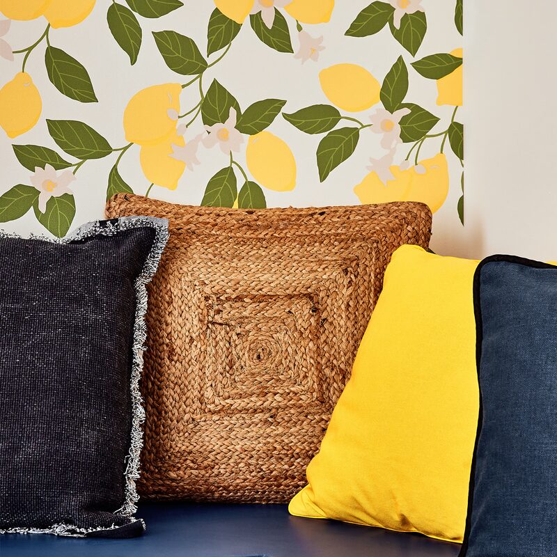 Papier peint intissé LEMON TREE coloris jaune citron