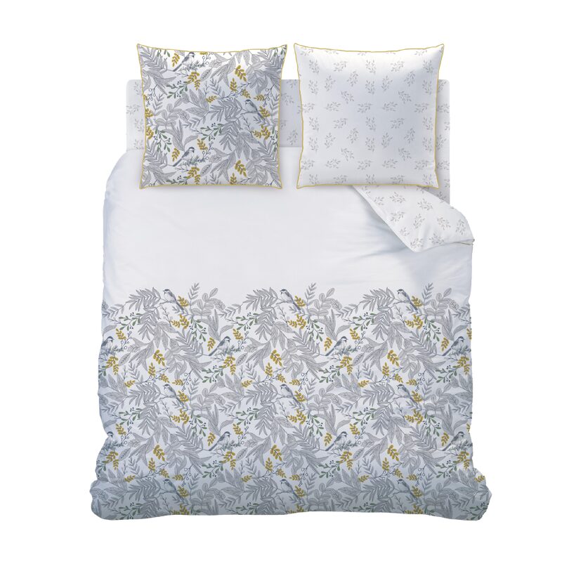 Parure de lit en toile de coton BIRD coloris blanc 240 x 220 cm