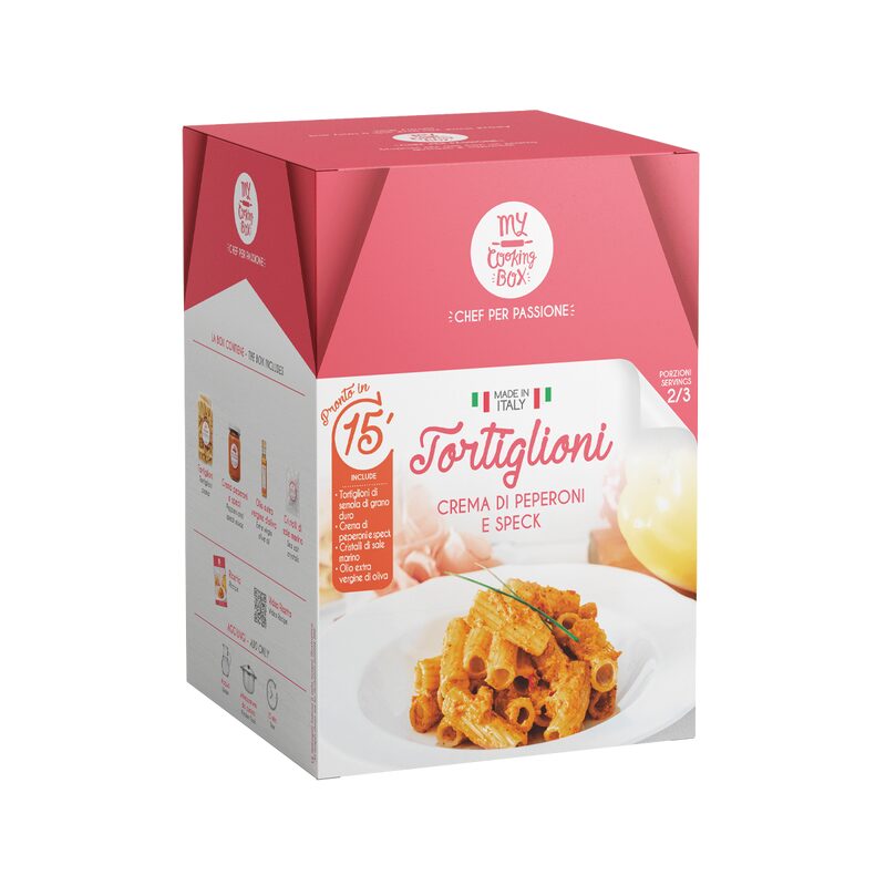 Coffret TORTIGLIONI A LA CREME DE POIVRON ET SPECK