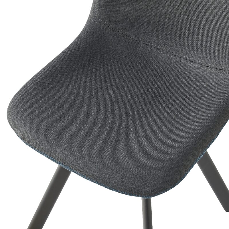 Chaise CARYL coloris gris foncé surpiqûre bleu