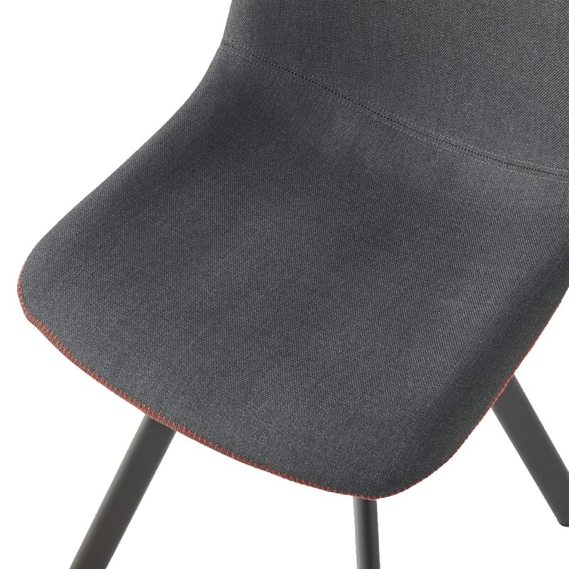 Chaise CARYL coloris gris foncé surpiqûre rouge