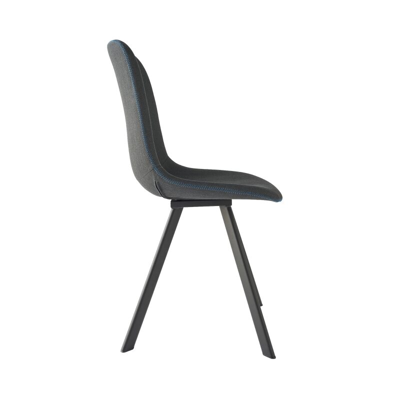 Chaise CARYL coloris gris foncé surpiqûre bleu