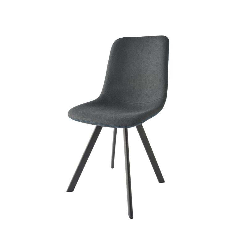 Chaise CARYL coloris gris foncé surpiqûre bleu