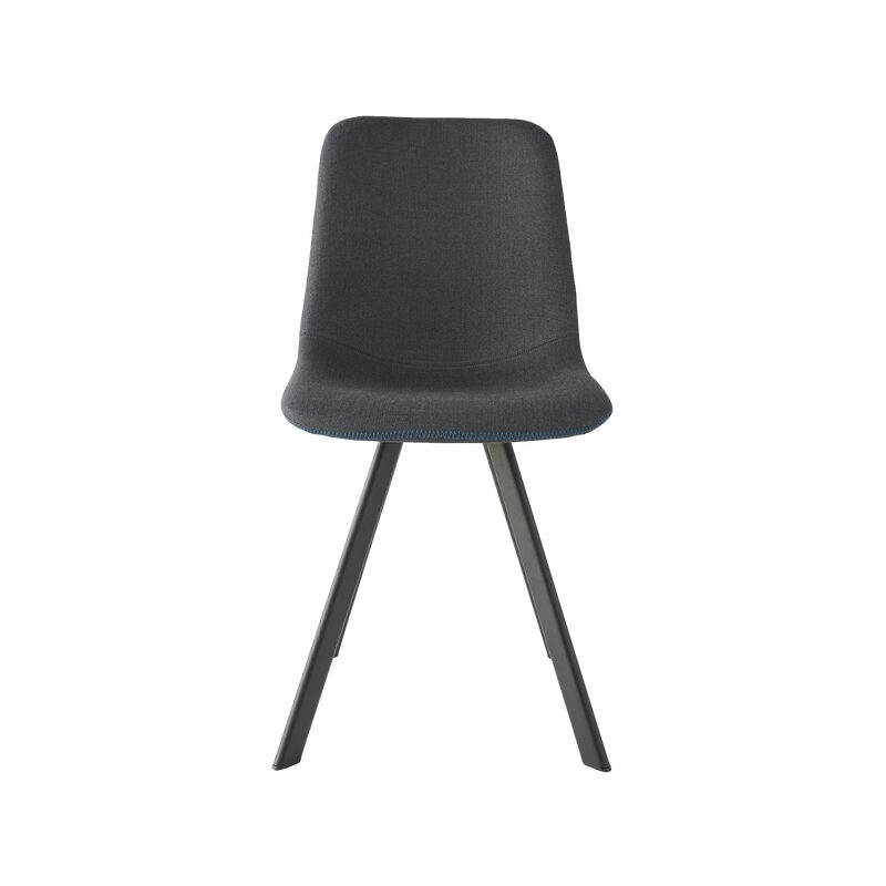 Chaise CARYL coloris gris foncé surpiqûre bleu