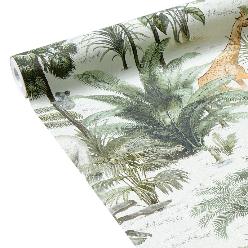 Papier peint intissé MOMBASA coloris vert olive